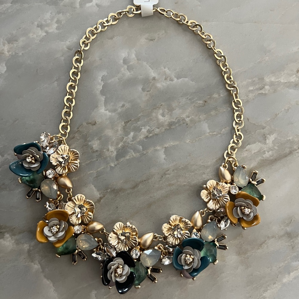 Ann Taylor Gold, Blue, Green Metal Necklace